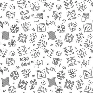 3D Printing Technology concept outline pattern. Vector seamless background イラスト素材