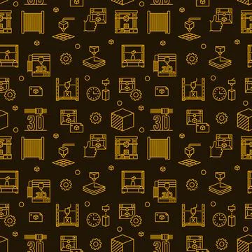 3d Printing Technology concept seamless pattern. Vector background 스톡 일러스트