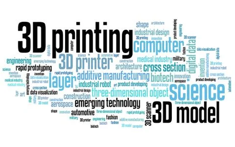 3D printing - technology concepts word cloud illustration. Word collage. Stock Illustration