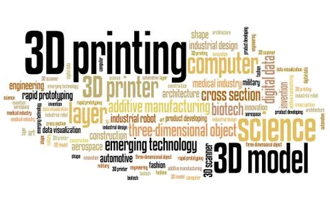 3D printing - technology concepts word cloud illustration. Word collage. Stock Illustration