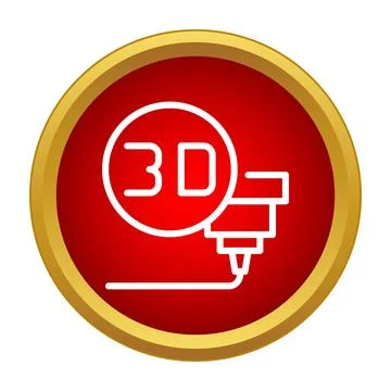 3d printing technology icon on red button manufacturing Stock Illustration