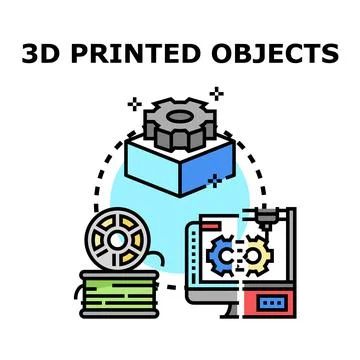 3d printing technology producing modern objects Stock-Illustration