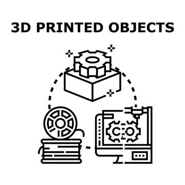 3d printing technology producing modern objects Illustrazione stock
