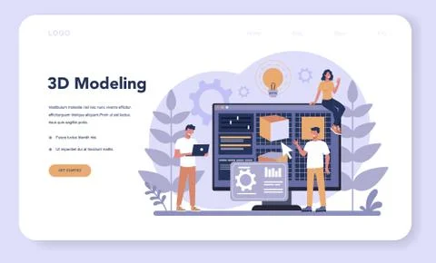 3D Printing technology web banner or landing page. 3D printer Stock Illustration