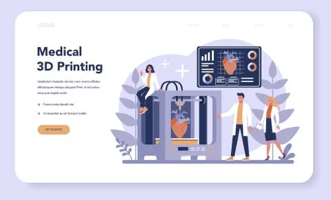 3D Printing technology web banner or landing page. 3D printer イラスト素材