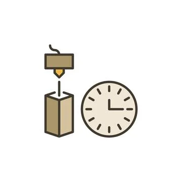 3D Printing Time vector Clock concept colored icon 스톡 일러스트