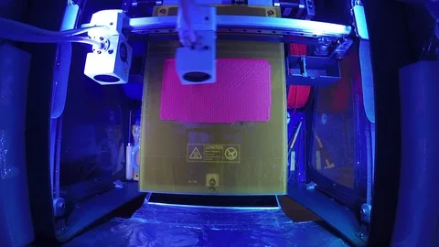 3D printing Timelapse using ABS plastic, blue led design, print manufacturing Stockbeeldmateriaal 89245171