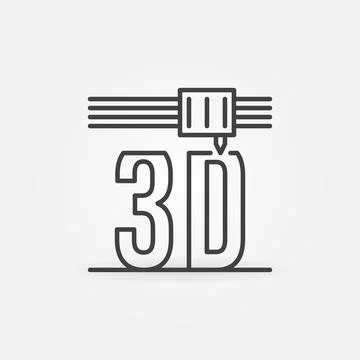 3D Printing vector thin line Prototype concept icon or symbol Stock Illustration