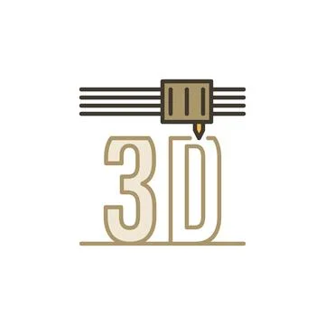 3D Printing vector thin line three-dimensional prototype colored icon Stock Illustration