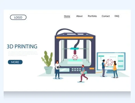 3d printing vector website landing page design template Stock Illustration