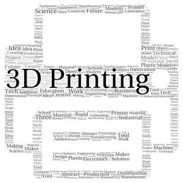 3d printing word cloud shape Stock Illustration