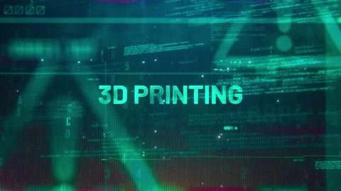 3D Printing Word on High Technology Futuristic Background Stock Footage 339078251