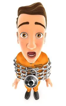 3d prisoner chained Stock Illustration