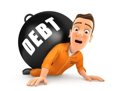 3d prisoner crushing debt Illustrazione stock