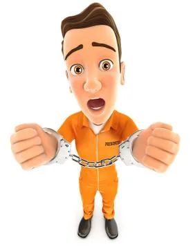 3d prisoner handcuffed Stock Illustration
