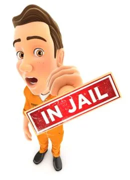 3d prisoner in jail stamp Illustrazione stock