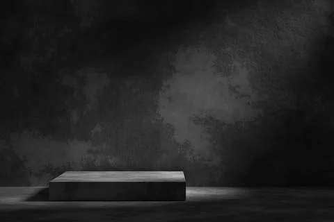 3D product display. Dark screen. 3D rendering. Stock Illustration