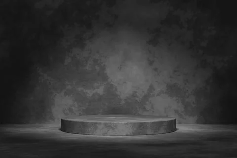 3D product display. Dark screen. 3D rendering. Stock Illustration