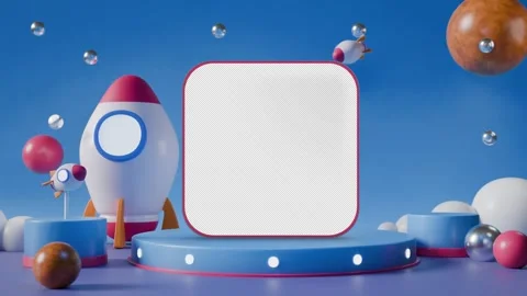 3D Product Display Platform With Light Blue Background And Space Rocket, Stock Footage 288833830