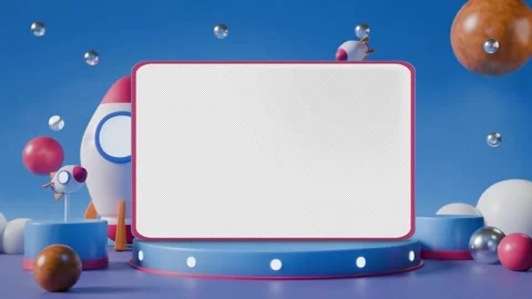 3D Product Display Platform With Light Blue Background And Space Rocket, Stock Footage 288924686