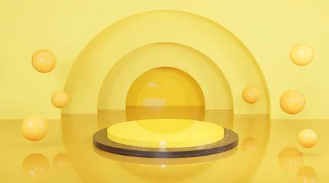 3D product stand yellow theme for presentation display background decoration Stock Illustration