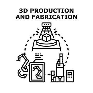 3d production and fabrication process illustration Stock Illustration