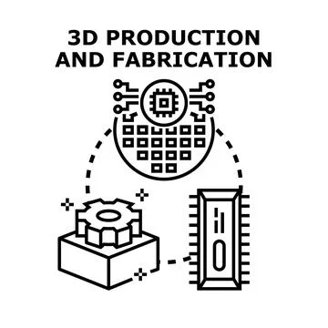 3d production and fabrication process vector icon Stock Illustration
