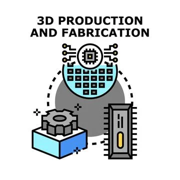 3d production and fabrication process vector icon Stock Illustration