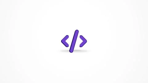 3D Programming Code Brackets Icon Animated Loop on White Background 4K Video stock 347650989