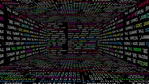 3D Programming Code Tunnel Motion Background Stock Footage 345633255