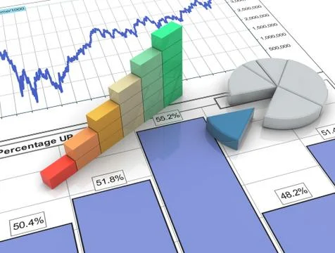 3d progress bar on financial report Stock Illustration