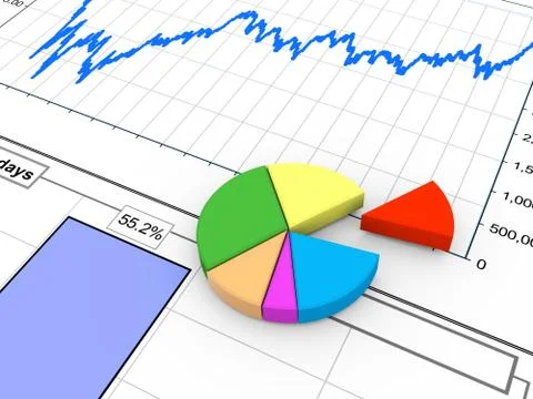 3d progress bar on financial report Stock Illustration