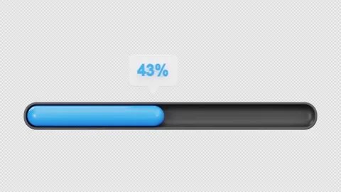 3D Progress Bar with Percentage Counter Animation, Alpha Channel Stock Footage 313355219