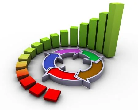 3d progress flow chart Illustrazione stock