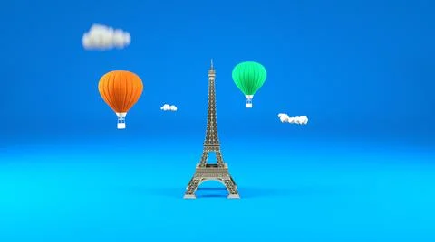 3d project of the eiffel tower, a historical landmark of France. 3d illustration Stock Illustration