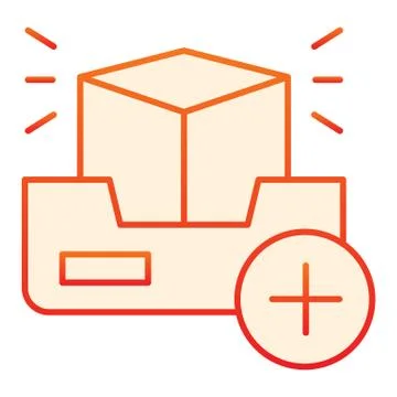 3D project flat icon. Add 3d modelling orange icons in trendy flat style. Add 3D Illustrazione stock