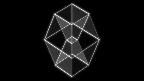 3D Projection of 4D Tesseract Hypercube Seamless Loop Stock Footage 253304693