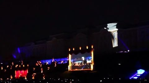 3D projection mapping on Peterhof palace at fountains show Stock Footage 45101978