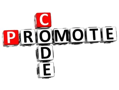 3d promote code crossword cube words Illustrazione stock