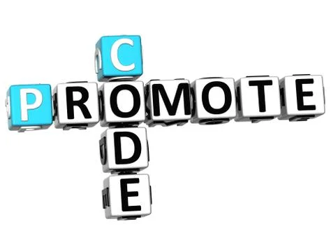 3d promote code crossword cube words Stock Illustration