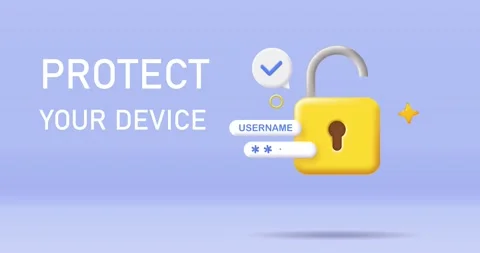 3D protect your device banner. Moving background with closed lock, key, privacy 库存影片 326264370