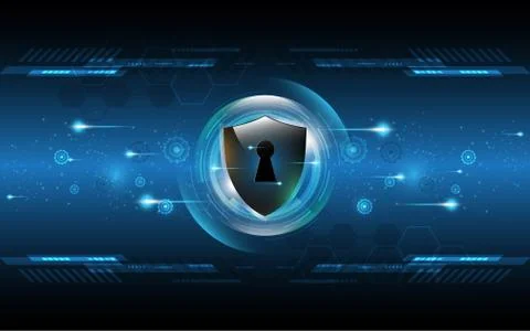 3D Protected guard shield security concept Security cyber digital Abstract te Stock Illustration