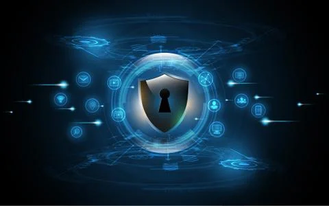 3D Protected guard shield security concept Security cyber digital Abstract te 스톡 일러스트