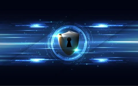 3D Protected guard shield security concept Security cyber digital Abstract te Stock Illustration