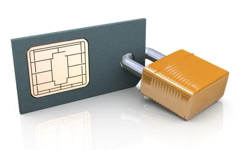 3d protected simcard Stock Illustration