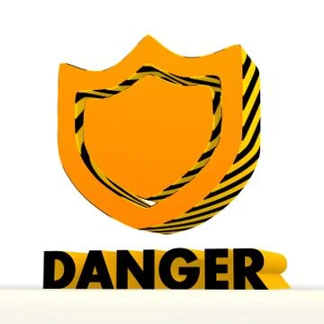 3d protection symbol with warning pattern Stock Illustration
