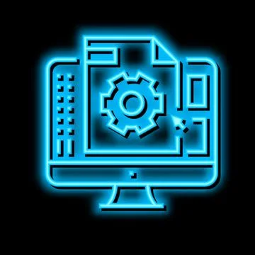 3d prototyping neon glow icon illustration Stock Illustration
