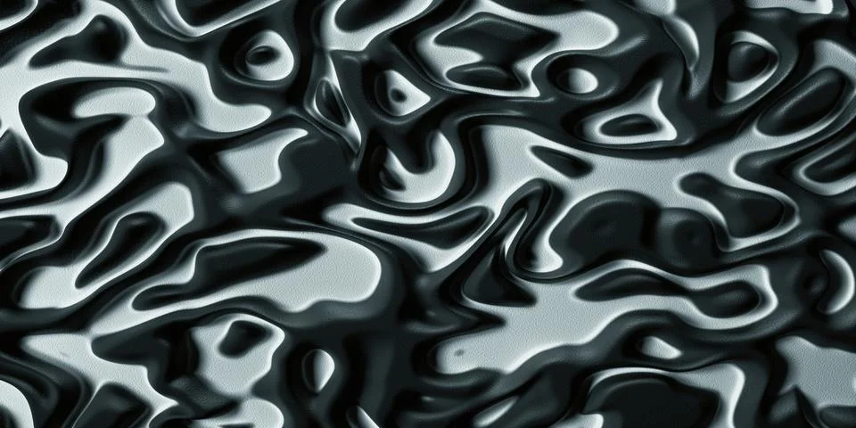 3d Psychedelic Tribal Liquid Surface Black and White Stock Illustration