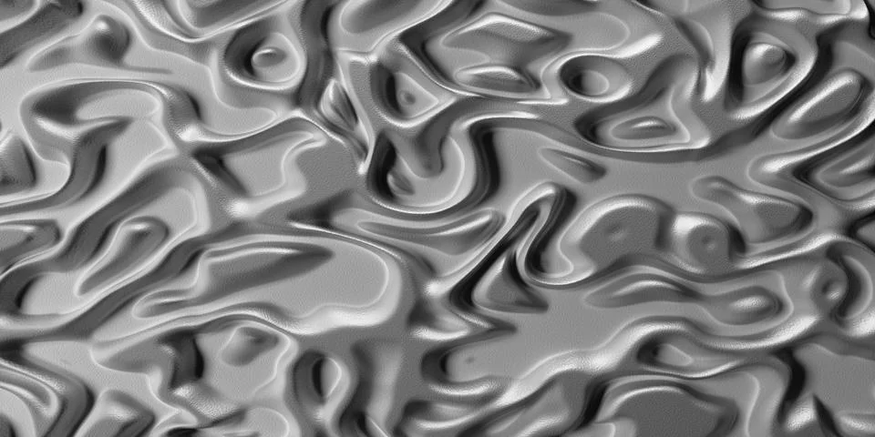 3d Psychedelic Tribal Liquid Surface White Brushed Chrome Stock Illustration