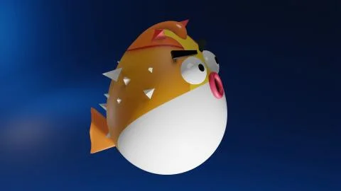 3d pufferfish devil Stock Illustration